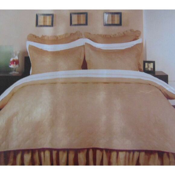 NEW Bedding 100% COTTON QUILT + PILLOW SHAMS SET Beige Twin Full Queen Blanket - Picture 5 of 6